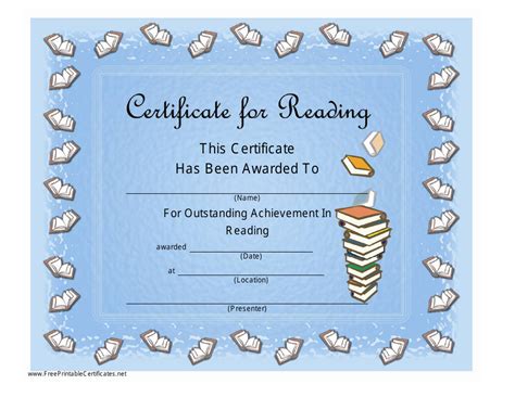 Reading Certificate Template